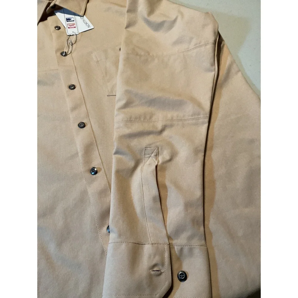 North End Mens Performance Long Sleeve Shirt‎ Stone Tan 87045 Moisture Wicking L